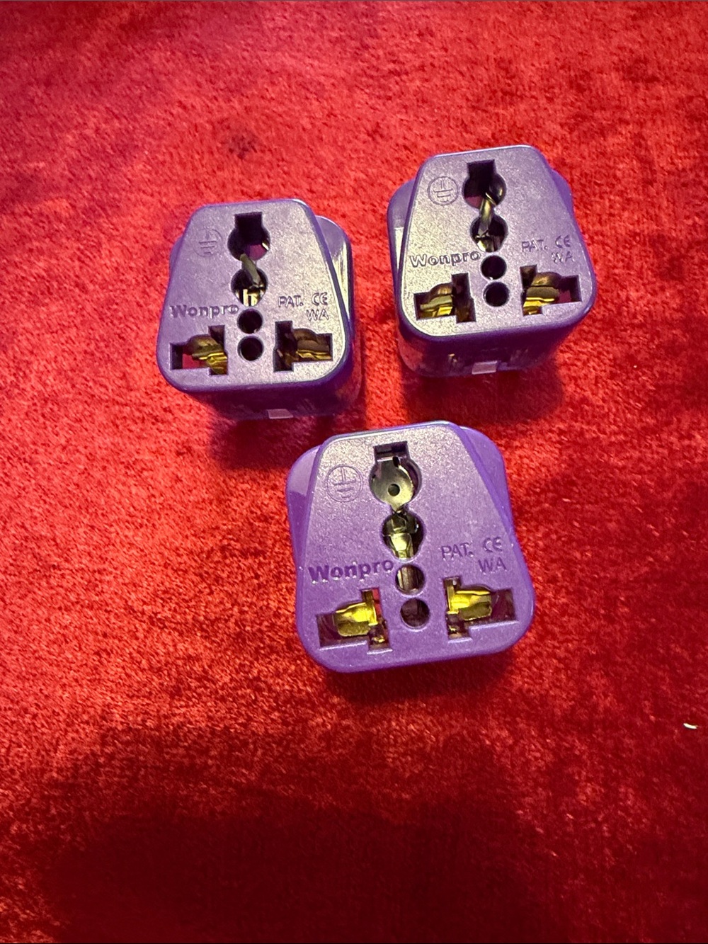 Purple Universal Travel Plug Adapter (Set of 3) for UK
